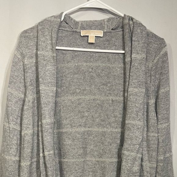 Michael Kors Tinsel Stripe Cardigan Gray Size L - Picture 3 of 10
